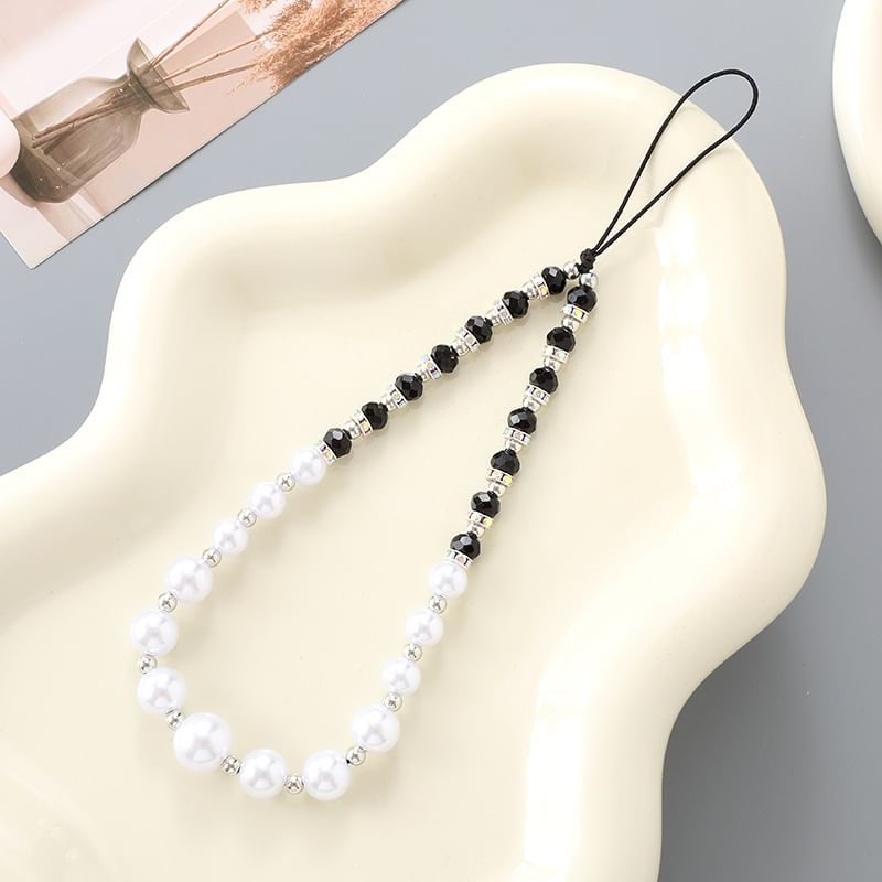Strap Pearl Rhinestone Faux Phone