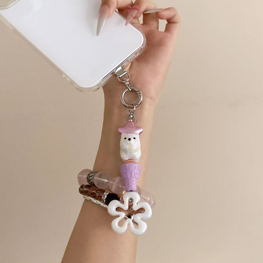 Cream Ice Pad Floral Lanyard Phone Charm Designs) with (Various