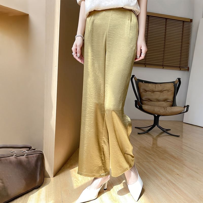 High Waist Satin Wide Leg Pants