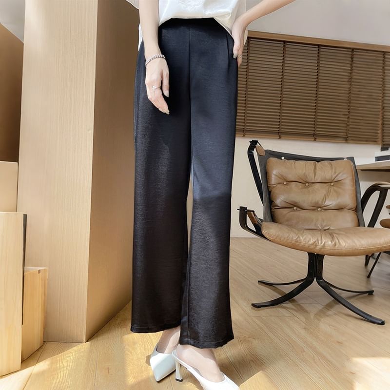 High Waist Satin Wide Leg Pants