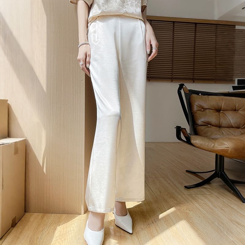 High Waist Satin Wide Leg Pants