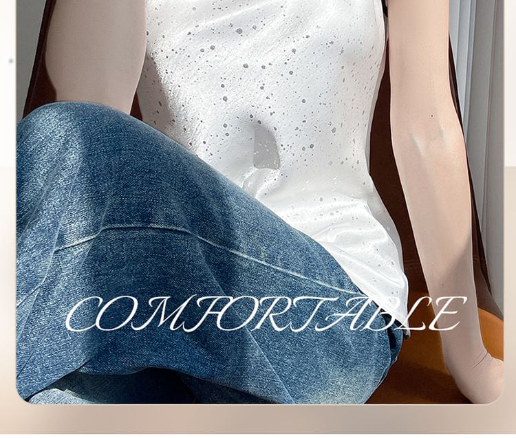 Glitter Contrast Trim Satin Camisole Top