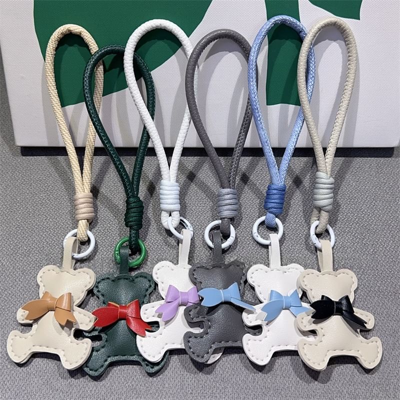 Leather Phone Lanyard Bear with Strap Faux and Pad