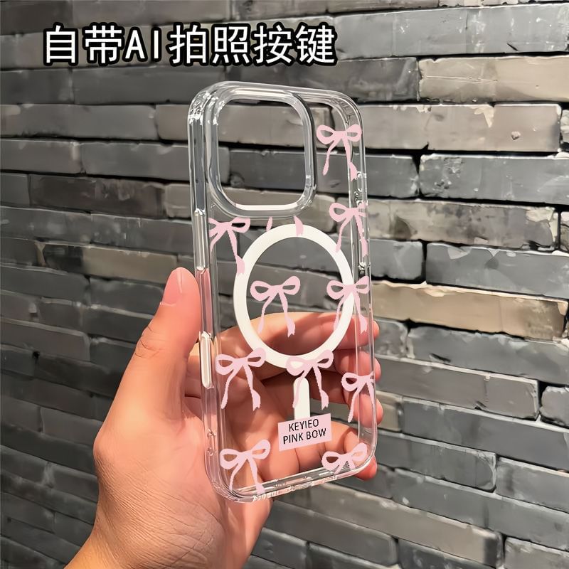 (Compatible Magnetic Transparent with MagSafe) Phone Case Bow