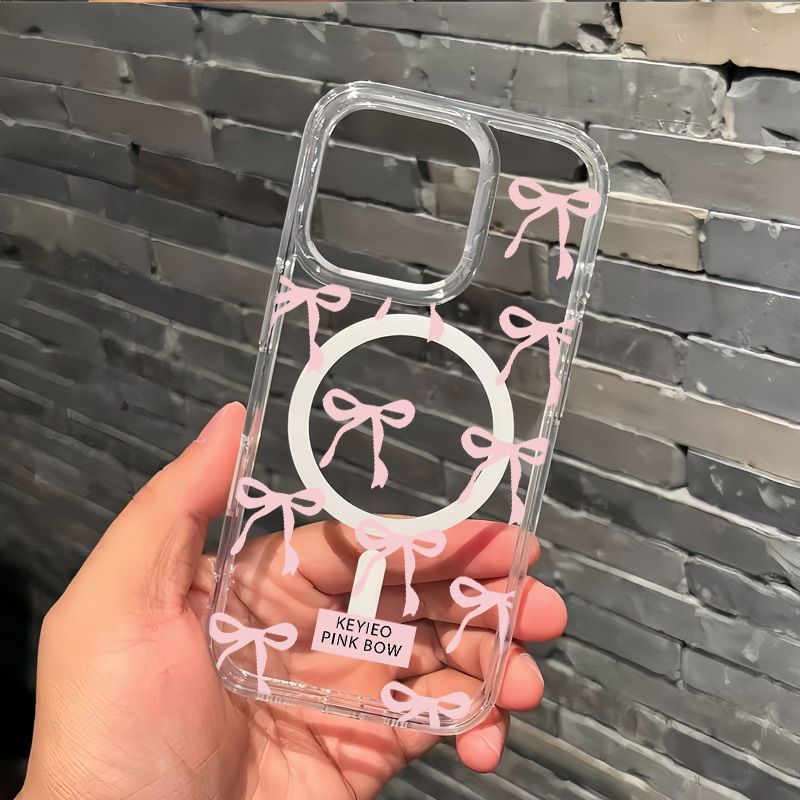 (Compatible Magnetic Transparent with MagSafe) Phone Case Bow