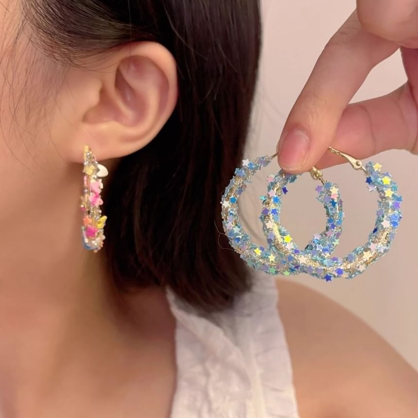 Earring Alloy Butterfly Hoop