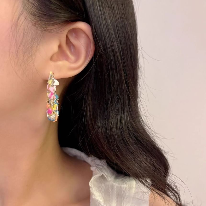 Earring Alloy Butterfly Hoop