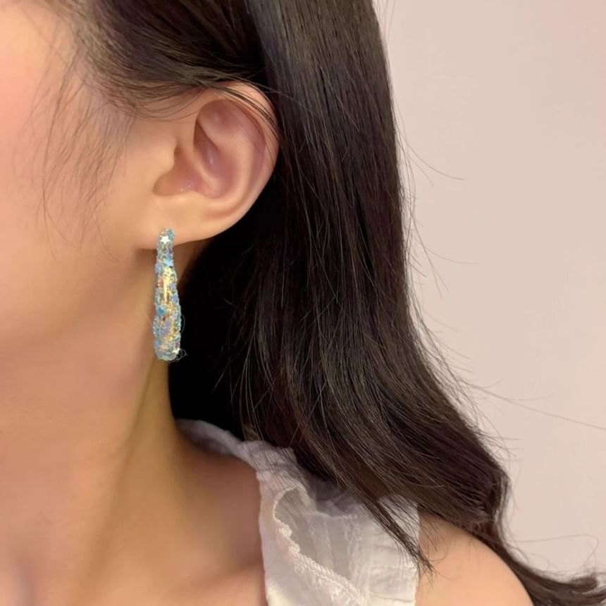 Earring Alloy Butterfly Hoop