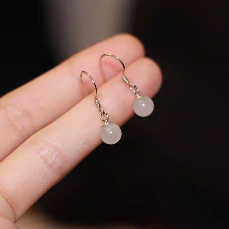 Faux Stone Bead Alloy Earring Cat Eye Dangle