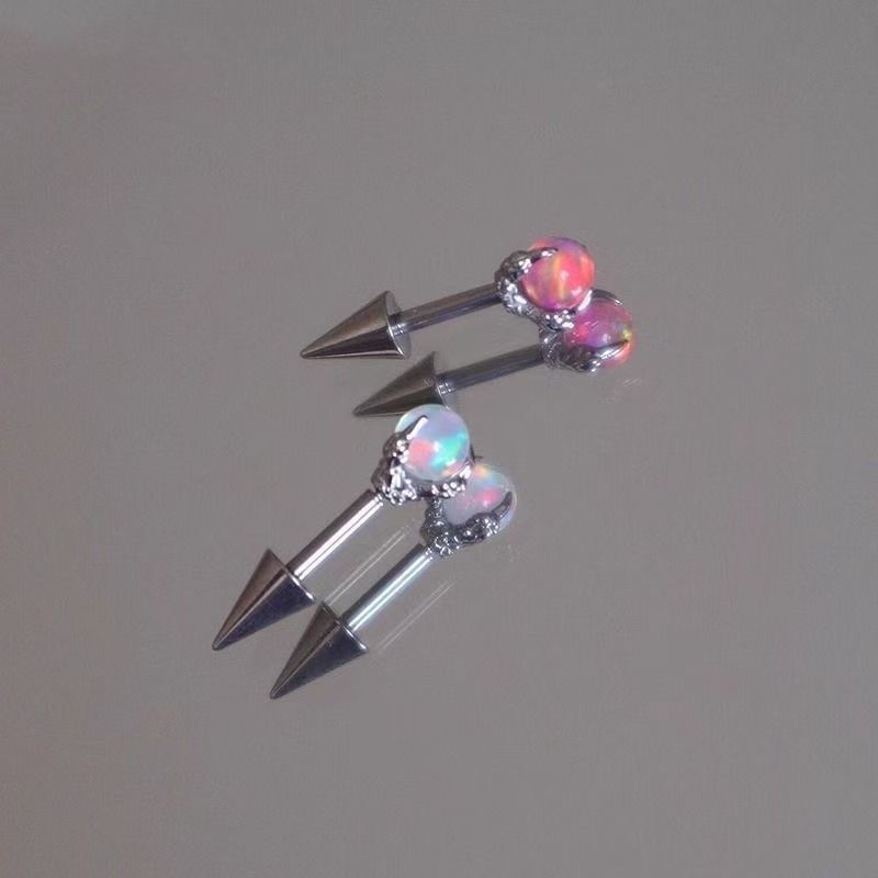Earring Alloy Through Gemstone Faux Claw