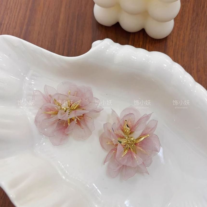 Earring Organza Alloy Drop Petal