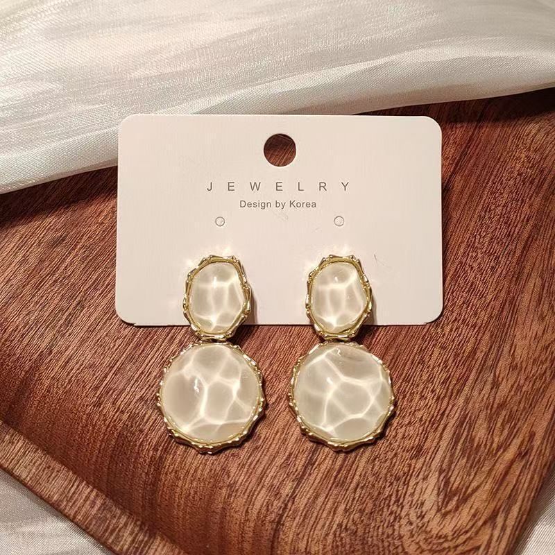 Drop Asymmetrical Earring Alloy Ripple