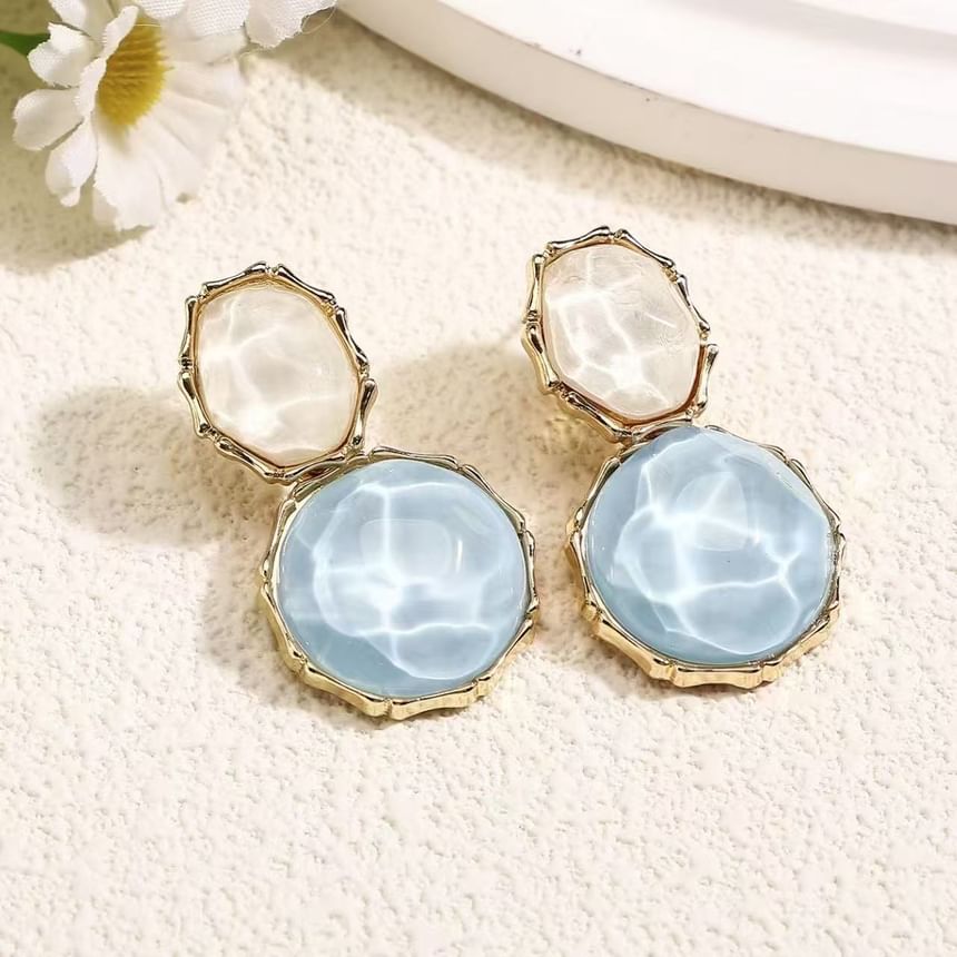 Drop Asymmetrical Earring Alloy Ripple