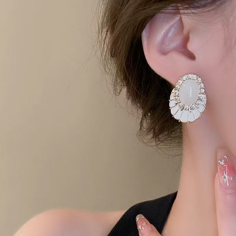 Earring Faux Statement Alloy Gemstone Glaze Rhinestone