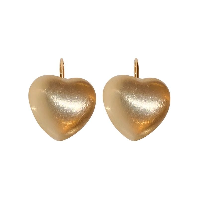 Earring Drop Alloy Brushed Heart