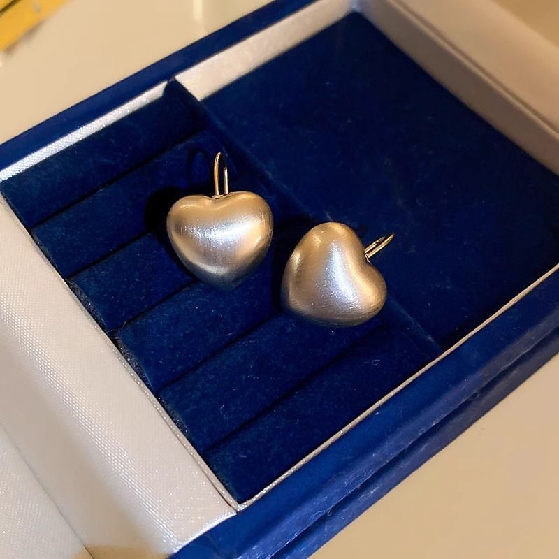 Earring Drop Alloy Brushed Heart