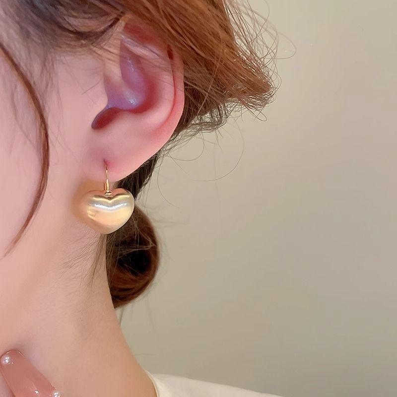 Earring Drop Alloy Brushed Heart