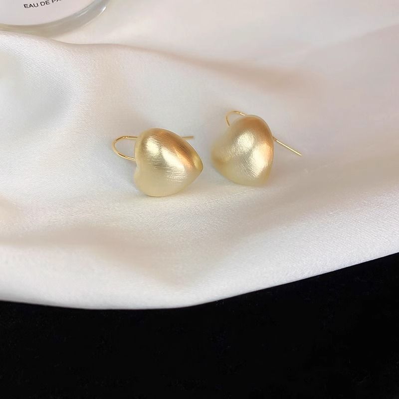 Earring Drop Alloy Brushed Heart