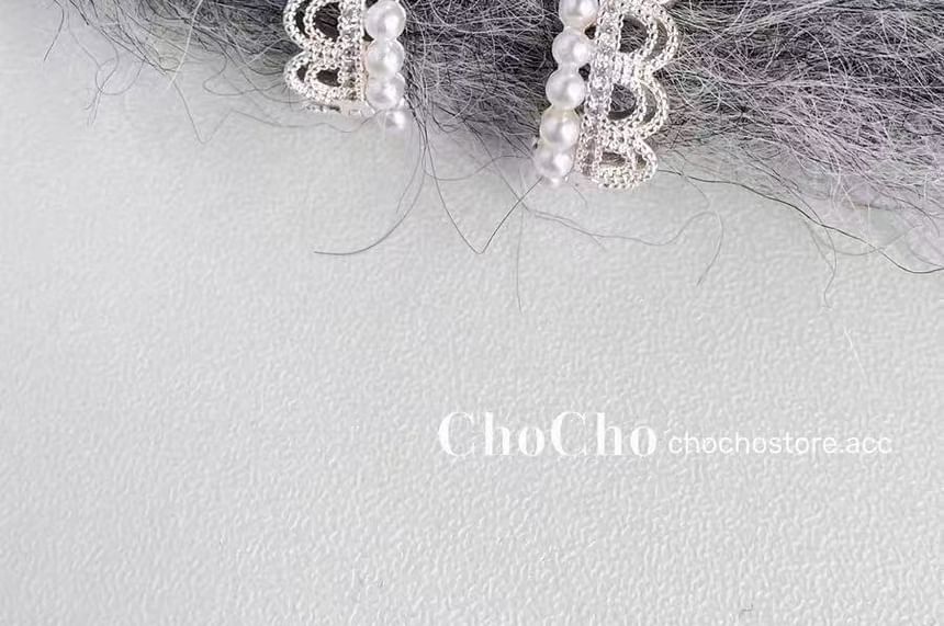 Lace Faux Huggie Pearl Earring Alloy