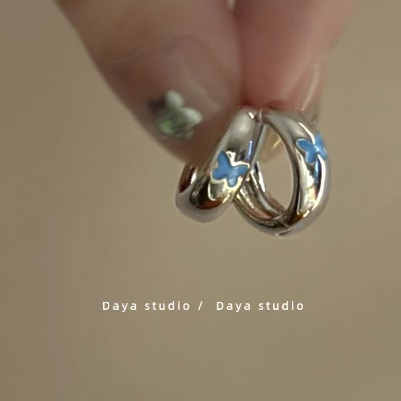 Alloy Earring Huggie Glaze Butterfly