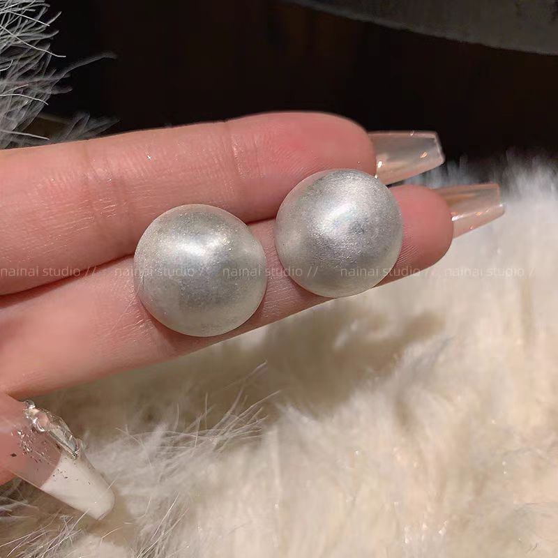 Stud Earring Brushed Alloy Bead