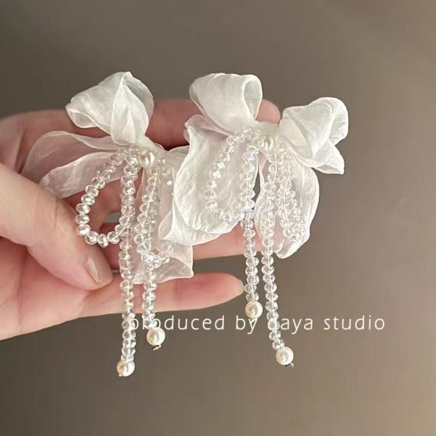 Pearl Alloy Faux Statement Earring Bow