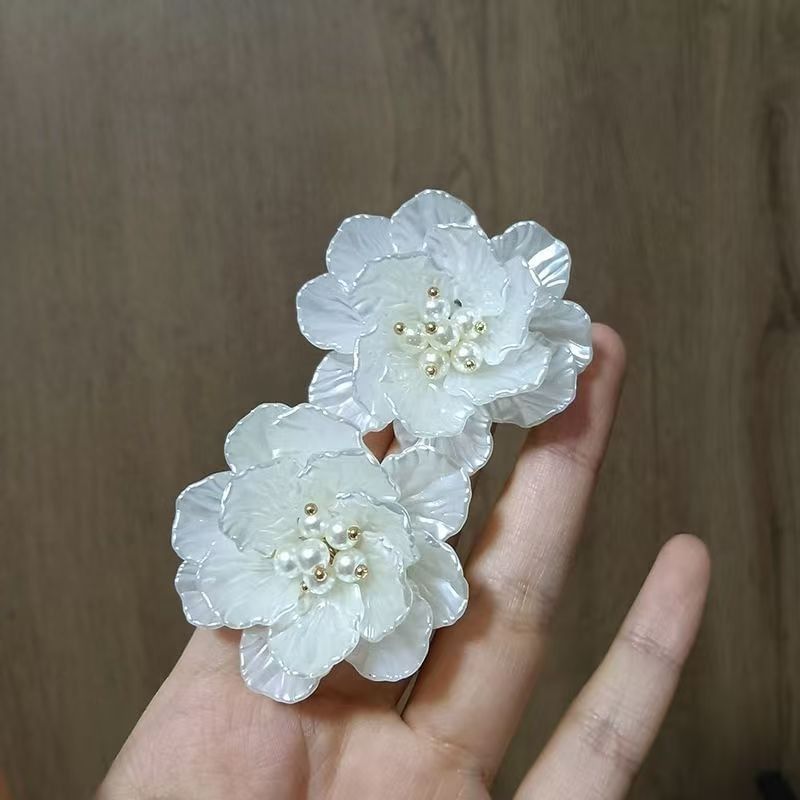 Floral Statement Alloy Faux Earring Pearl