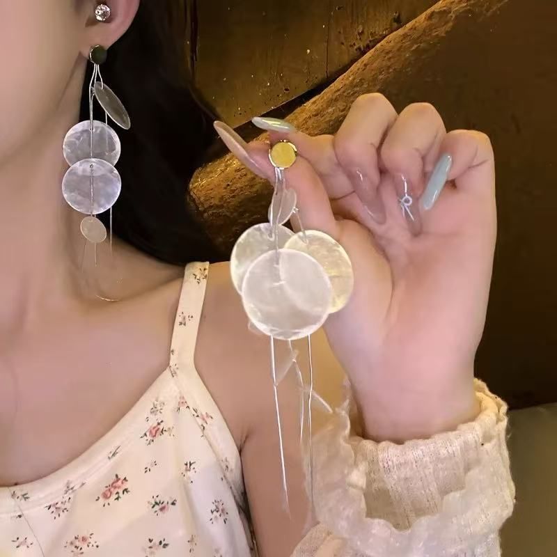 Statement Earring Disc Alloy Shell