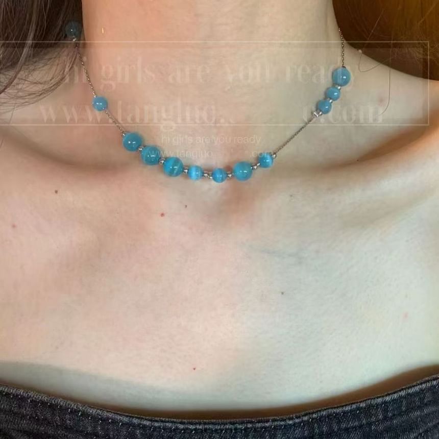 Gemstone Alloy Faux Choker Bead