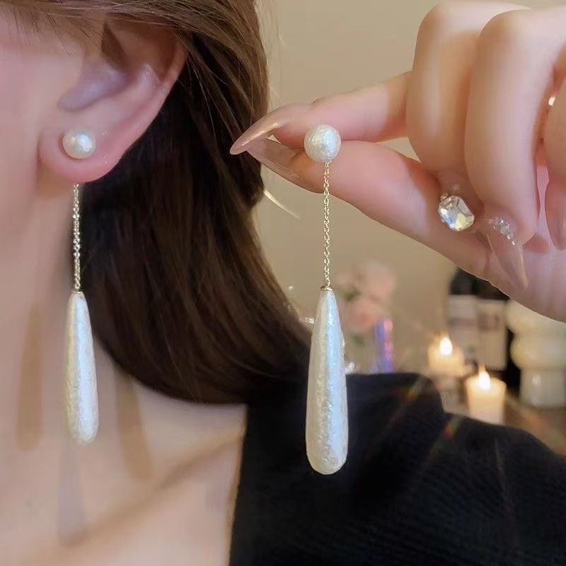Faux Alloy Earring Droplet Dangle Pearl