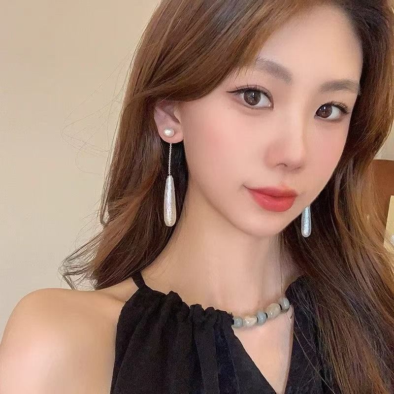 Faux Alloy Earring Droplet Dangle Pearl