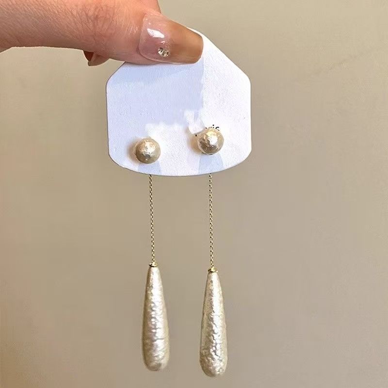 Faux Alloy Earring Droplet Dangle Pearl