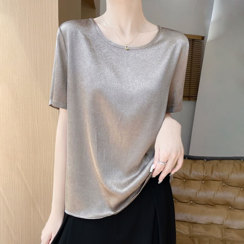 Short-Sleeve Crew Neck Plain Tee