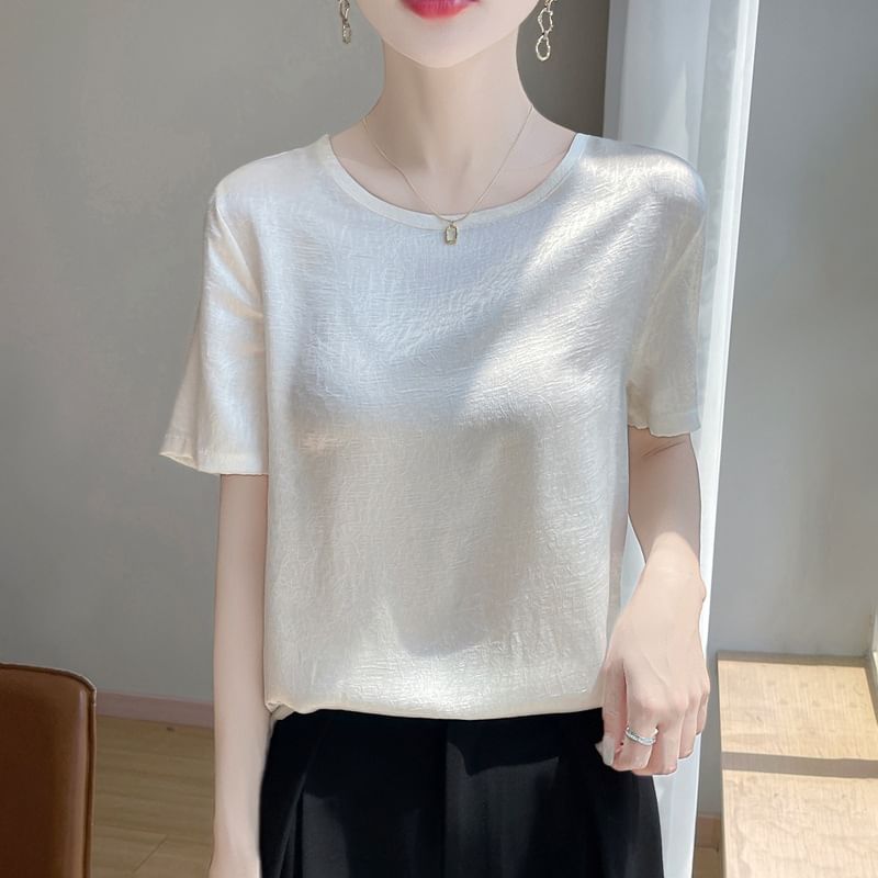 Short-Sleeve Crew Neck Plain Tee