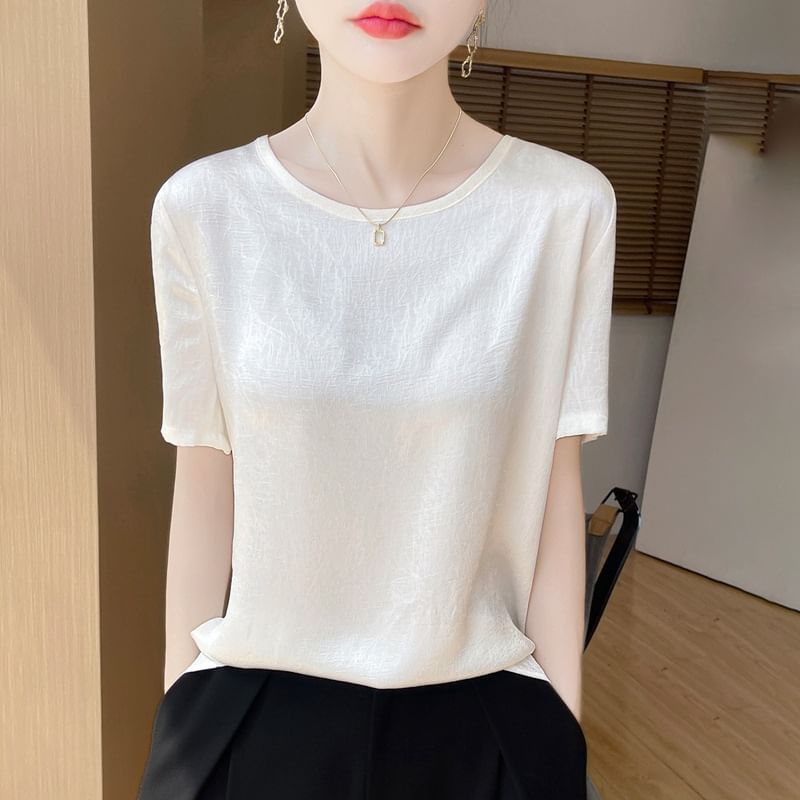 Short-Sleeve Crew Neck Plain Tee