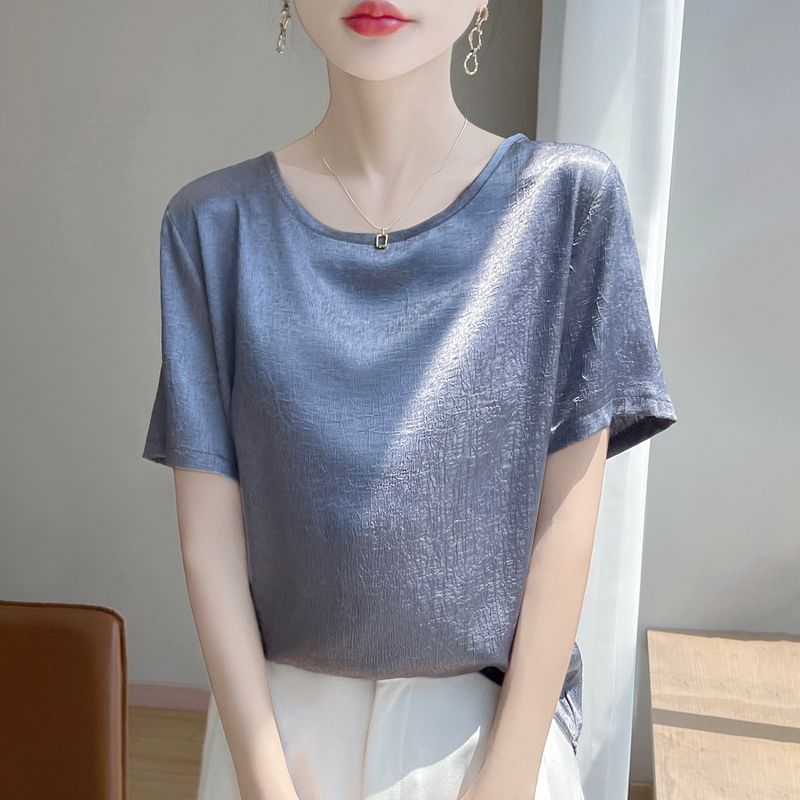 Short-Sleeve Crew Neck Plain Tee