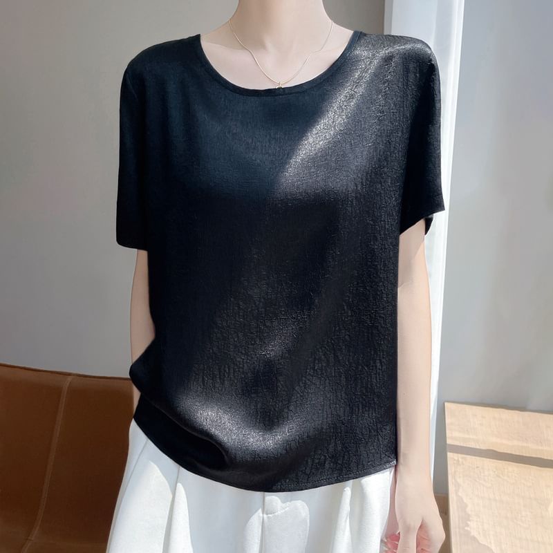 Short-Sleeve Crew Neck Plain Tee