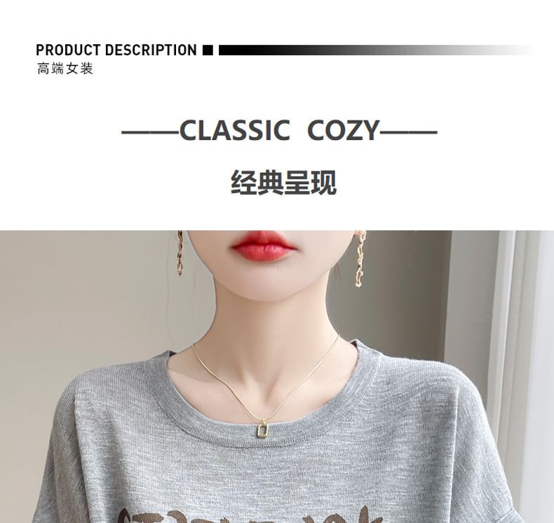 Short-Sleeve Round Neck Bear Print T-Shirt