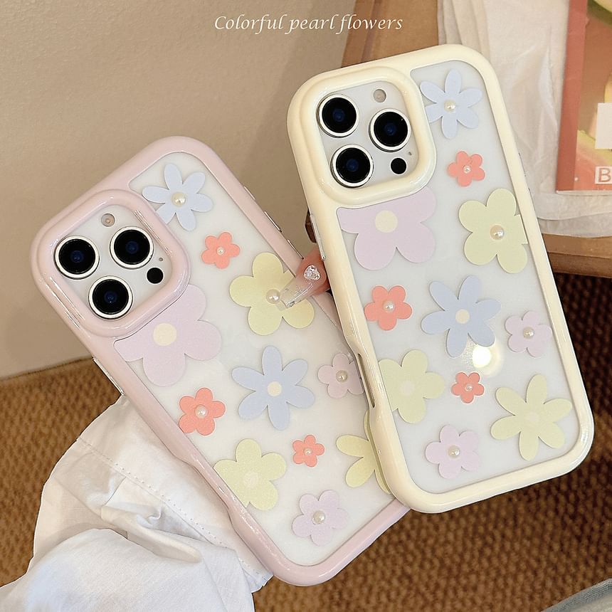Floral Faux Set: Case iPhone Print + Sticker Pearl