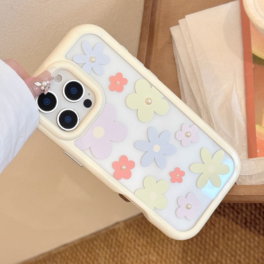 Floral Faux Set: Case iPhone Print + Sticker Pearl