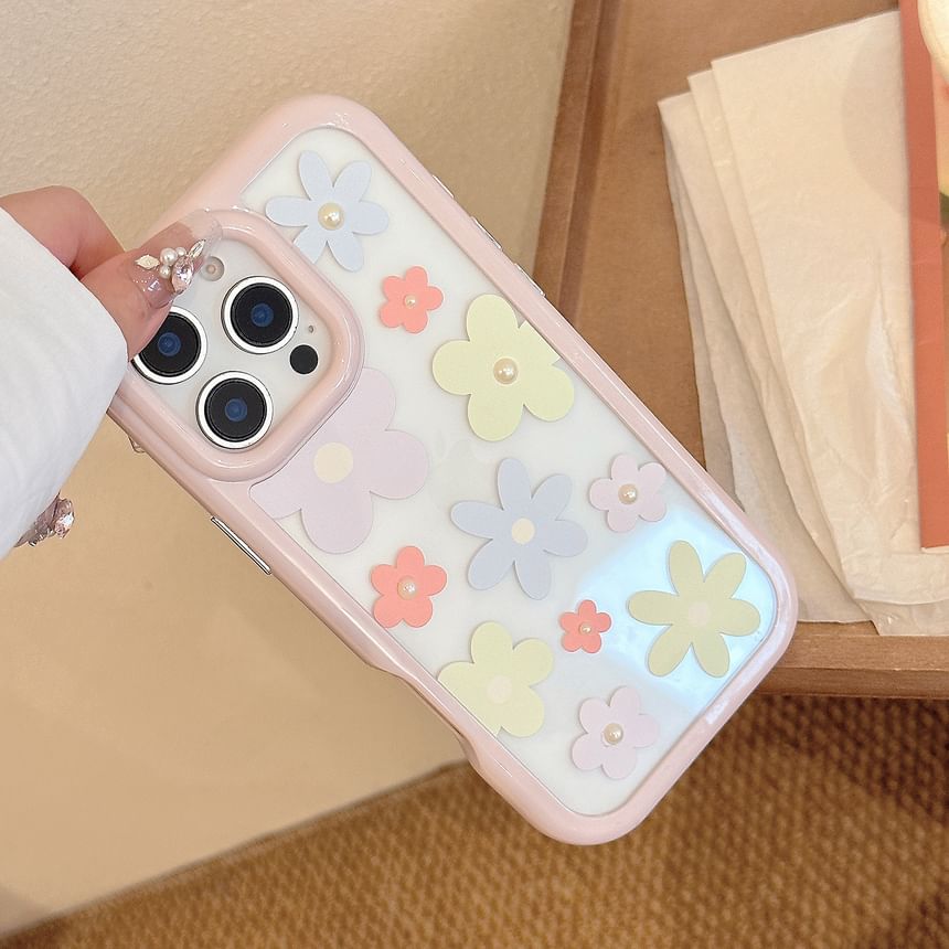 Floral Faux Set: Case iPhone Print + Sticker Pearl