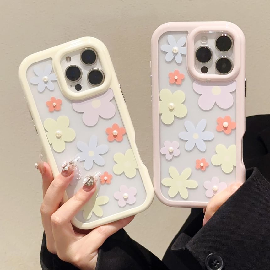 Floral Faux Set: Case iPhone Print + Sticker Pearl