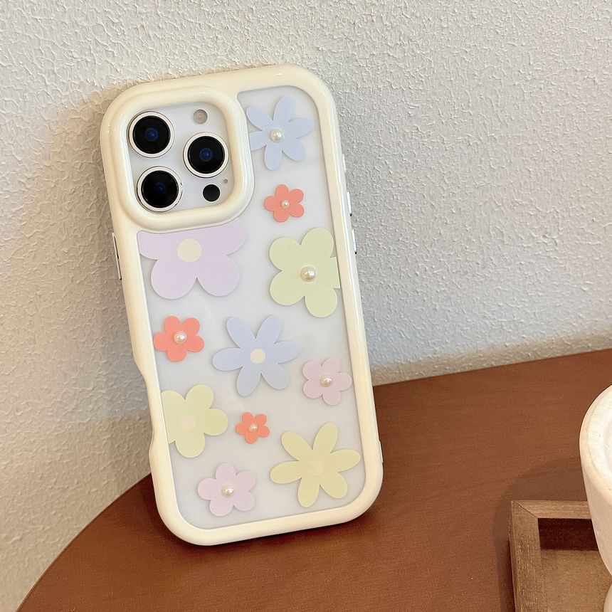 Floral Faux Set: Case iPhone Print + Sticker Pearl