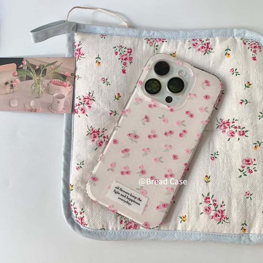 Beaded / Print Strap iPhone Case Set Floral
