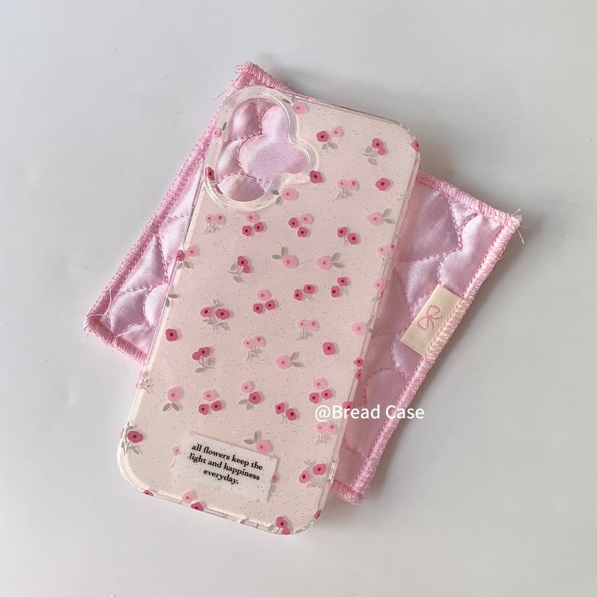 Beaded / Print Strap iPhone Case Set Floral