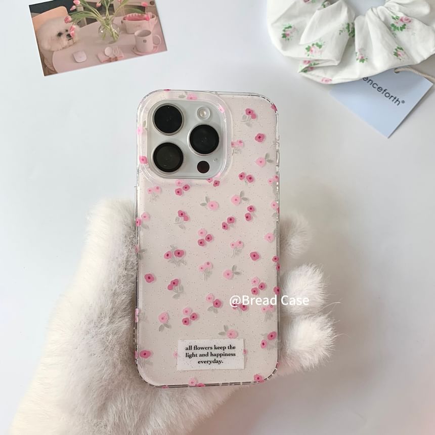 Beaded / Print Strap iPhone Case Set Floral