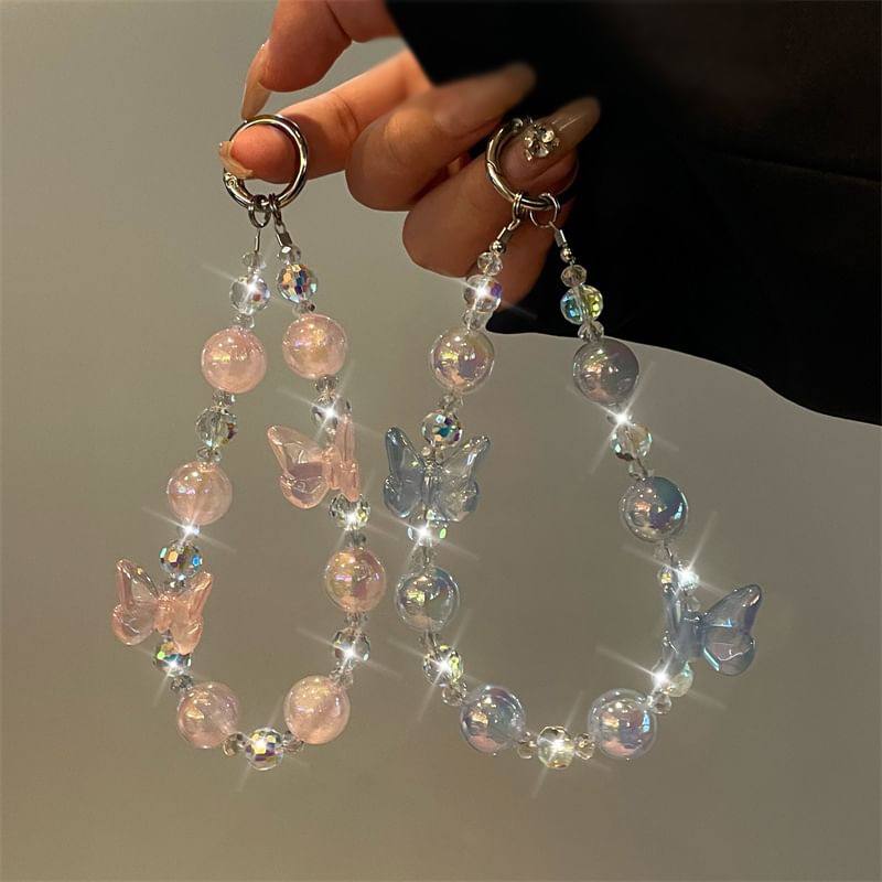 Beaded Lanyard Phone Butterfly