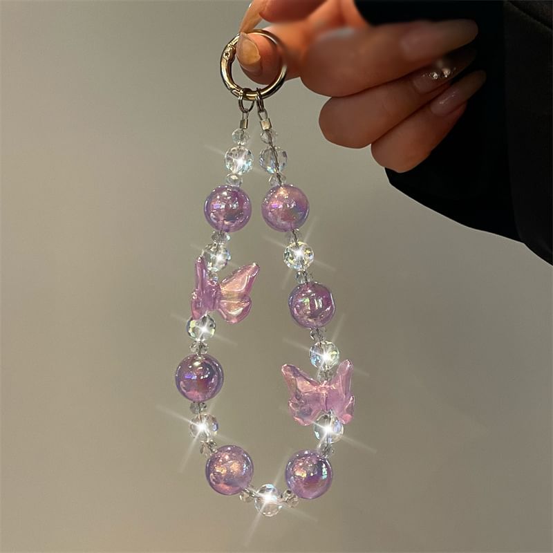 Beaded Lanyard Phone Butterfly