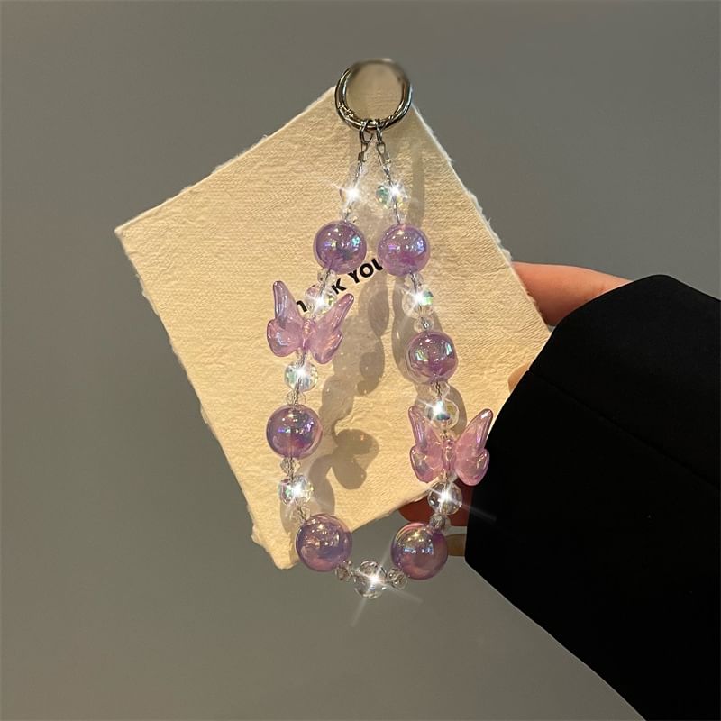 Beaded Lanyard Phone Butterfly