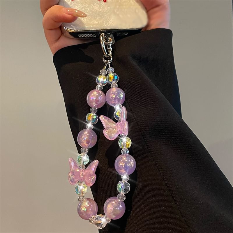 Beaded Lanyard Phone Butterfly
